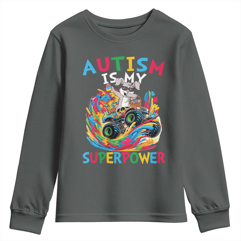 Autism Support Easter Youth Sweatshirt Dabbing Bunny Monster Truck Lovers