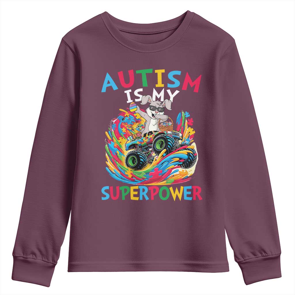 Autism Support Easter Youth Sweatshirt Dabbing Bunny Monster Truck Lovers
