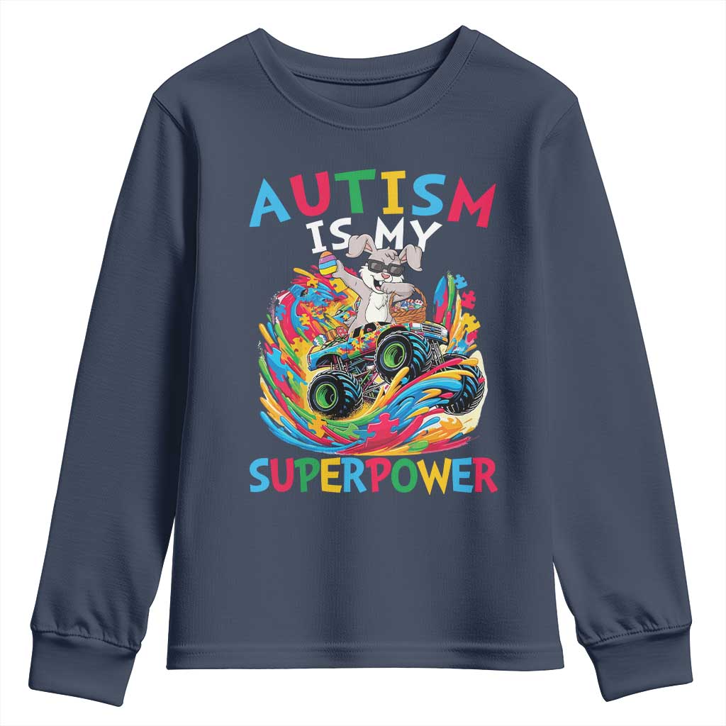 Autism Support Easter Youth Sweatshirt Dabbing Bunny Monster Truck Lovers