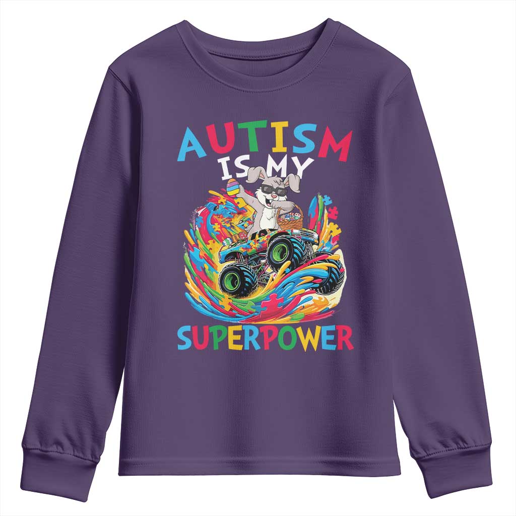 Autism Support Easter Youth Sweatshirt Dabbing Bunny Monster Truck Lovers