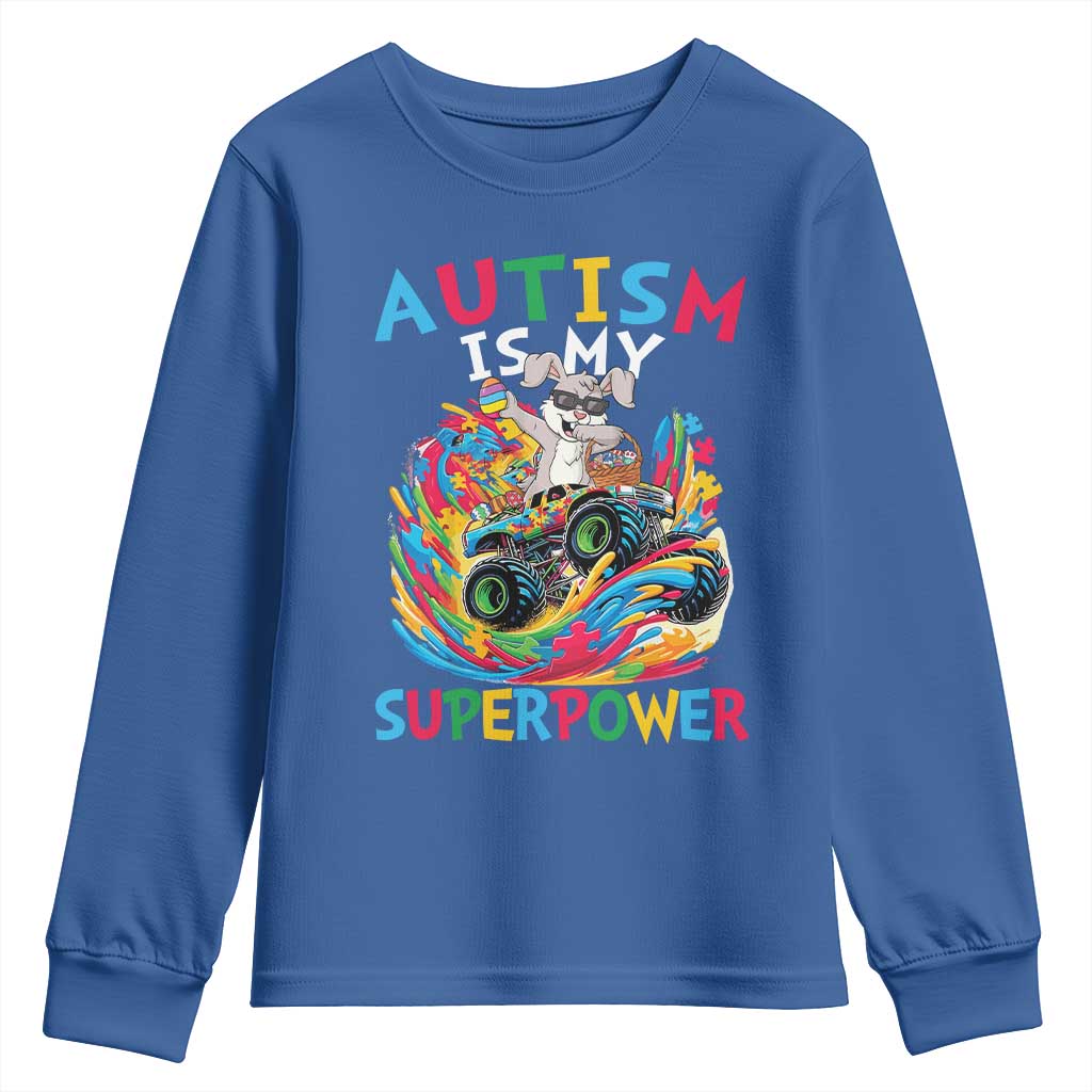 Autism Support Easter Youth Sweatshirt Dabbing Bunny Monster Truck Lovers