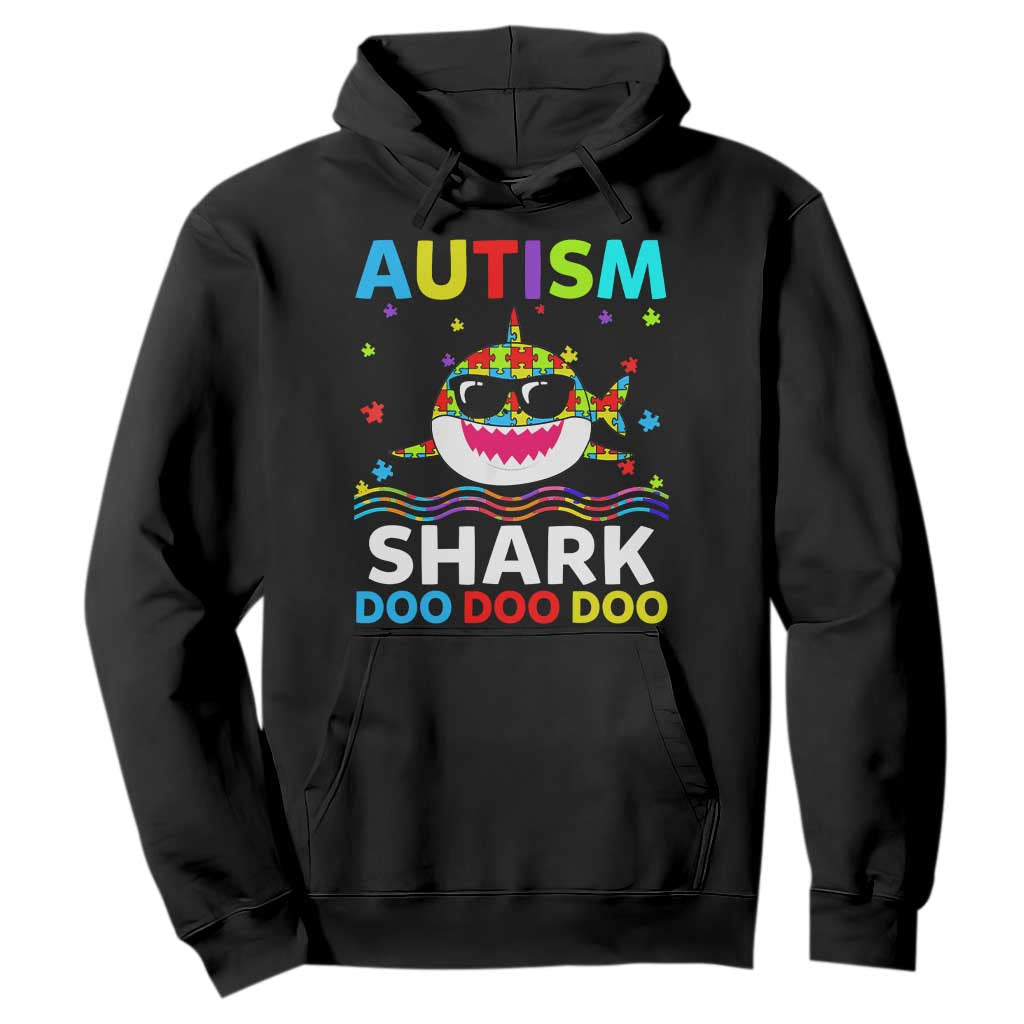 Funny Autism Shark Hoodie Puzzle Piece Autistic Mom Dad Sped Teacher