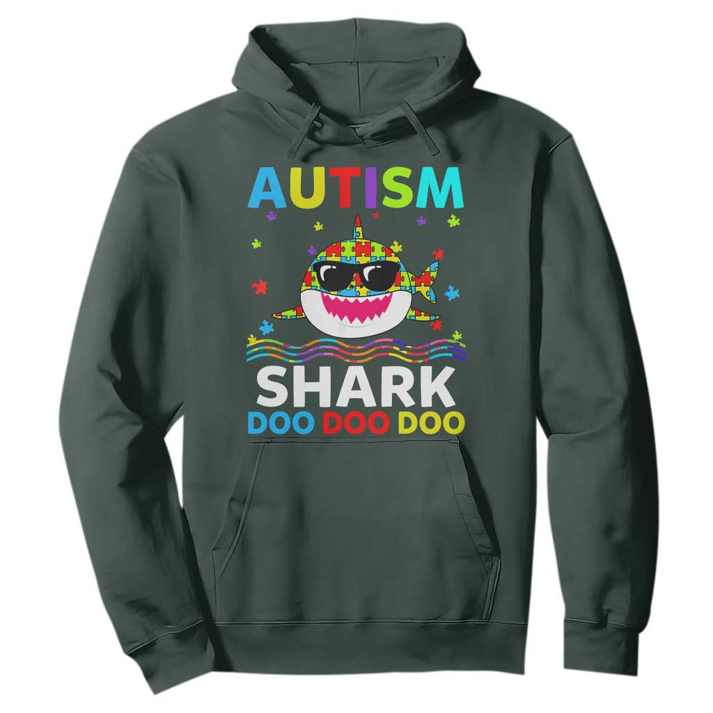 Funny Autism Shark Hoodie Puzzle Piece Autistic Mom Dad Sped Teacher