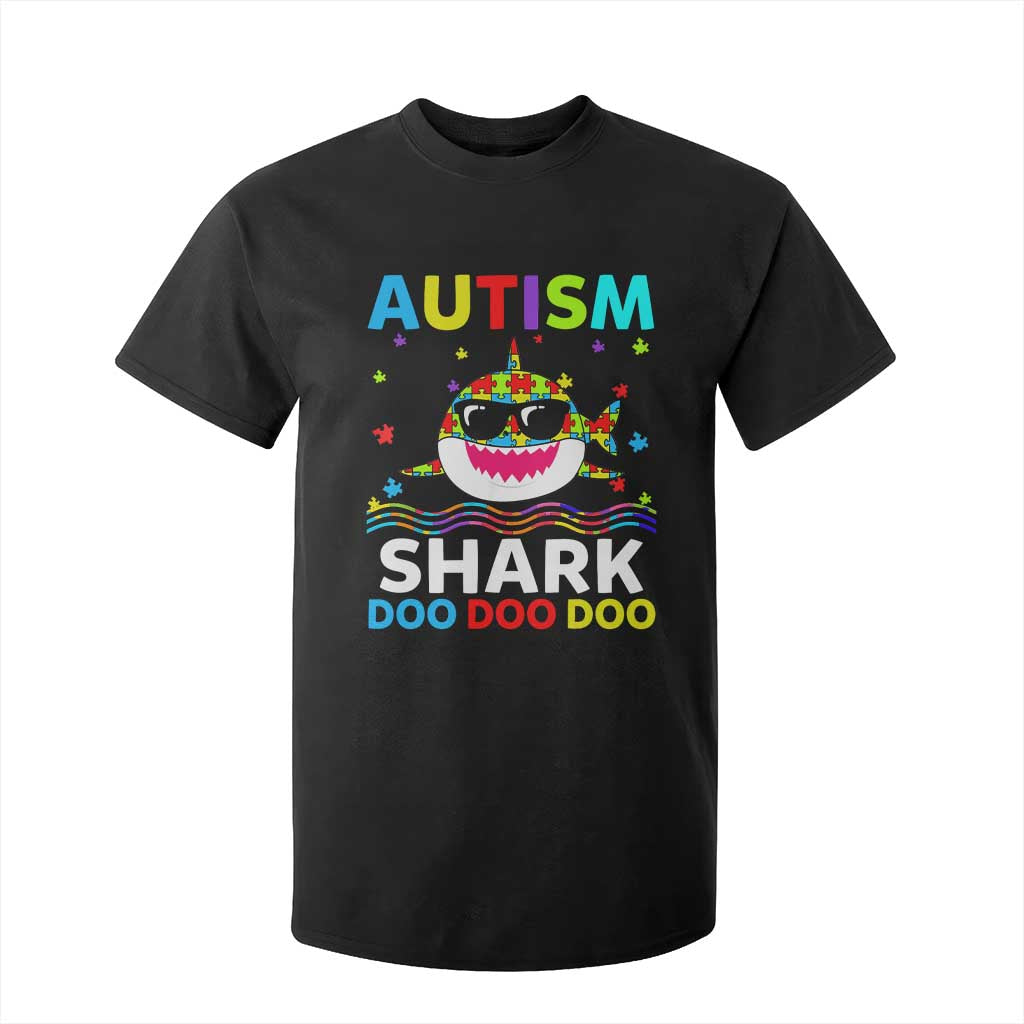 Funny Autism Shark T Shirt For Kid Puzzle Piece Autistic Mom Dad Sped Teacher