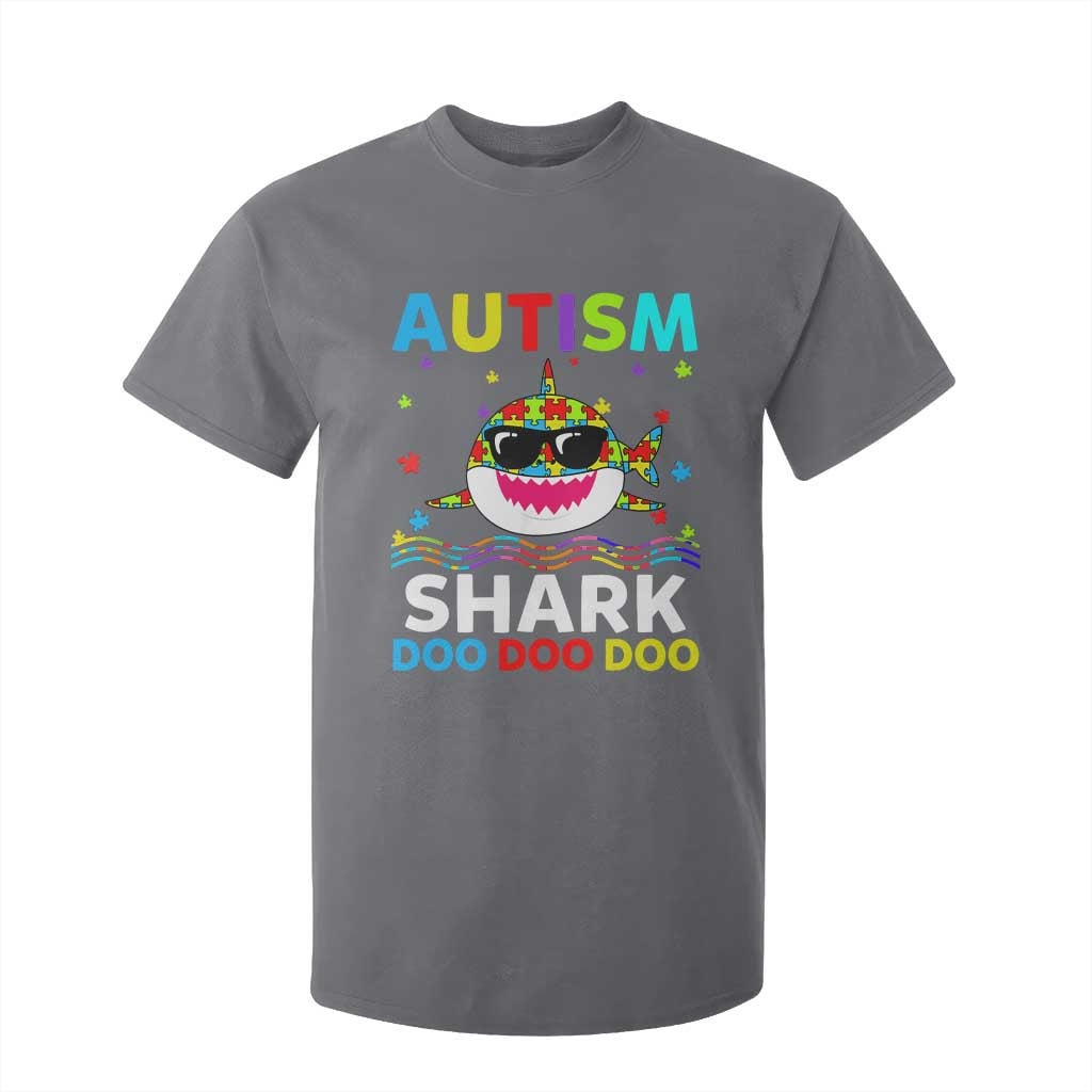 Funny Autism Shark T Shirt For Kid Puzzle Piece Autistic Mom Dad Sped Teacher