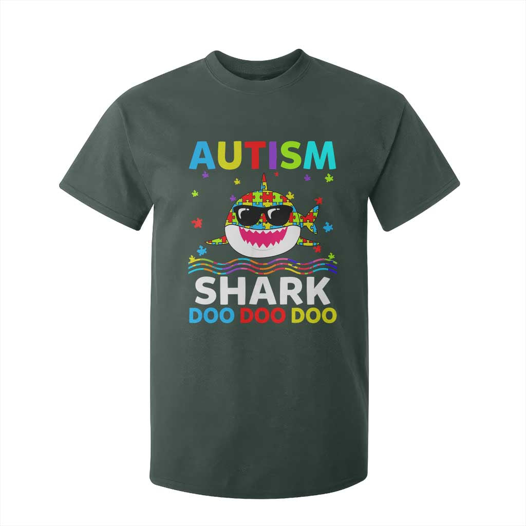 Funny Autism Shark T Shirt For Kid Puzzle Piece Autistic Mom Dad Sped Teacher