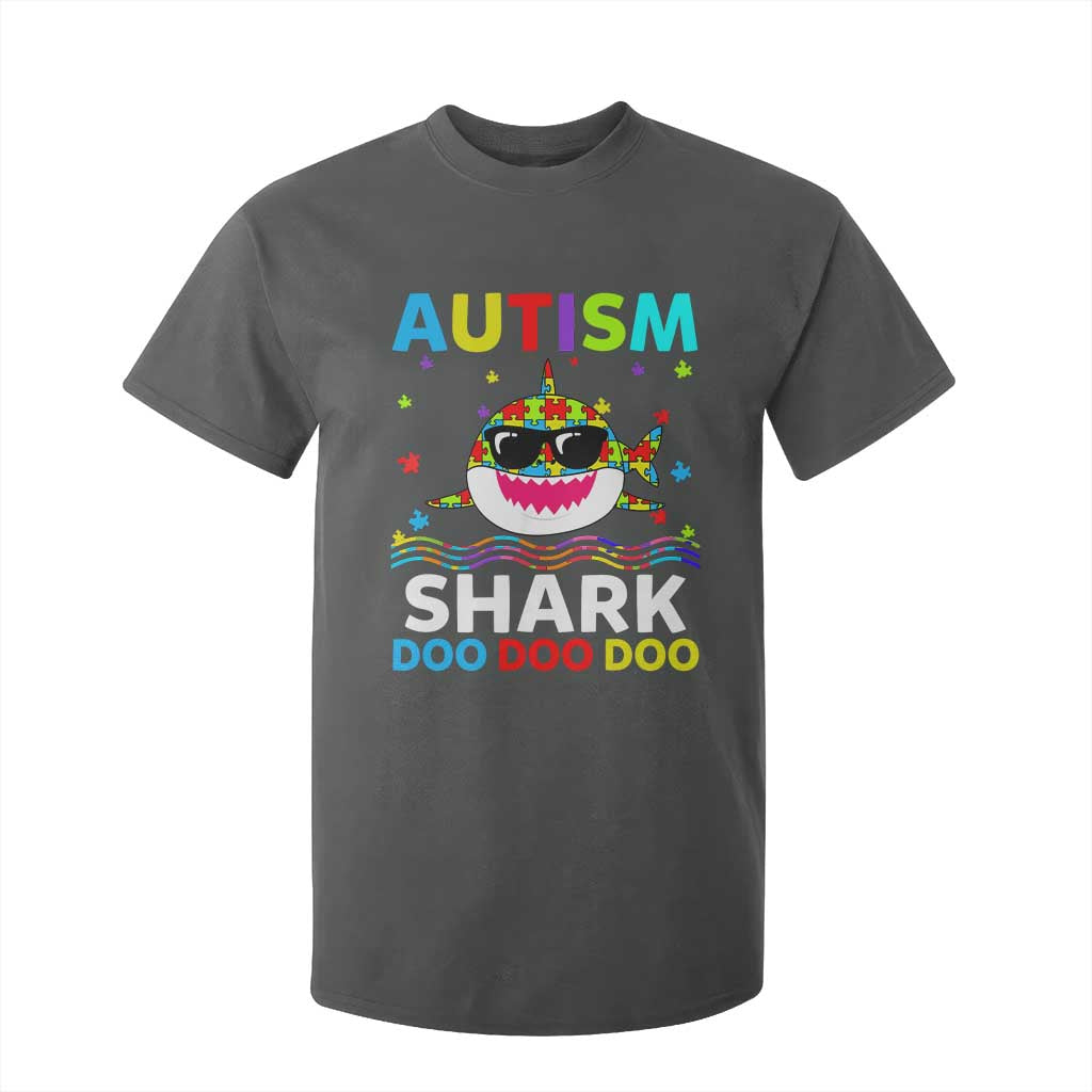 Funny Autism Shark T Shirt For Kid Puzzle Piece Autistic Mom Dad Sped Teacher