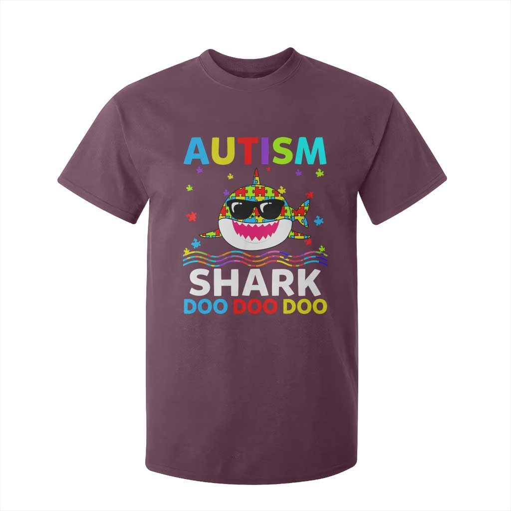Funny Autism Shark T Shirt For Kid Puzzle Piece Autistic Mom Dad Sped Teacher