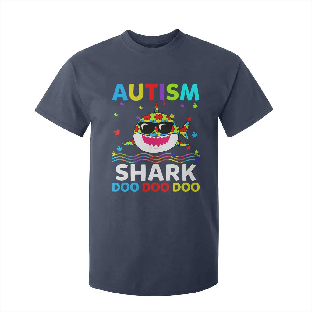 Funny Autism Shark T Shirt For Kid Puzzle Piece Autistic Mom Dad Sped Teacher
