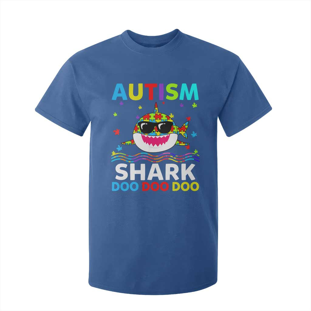 Funny Autism Shark T Shirt For Kid Puzzle Piece Autistic Mom Dad Sped Teacher