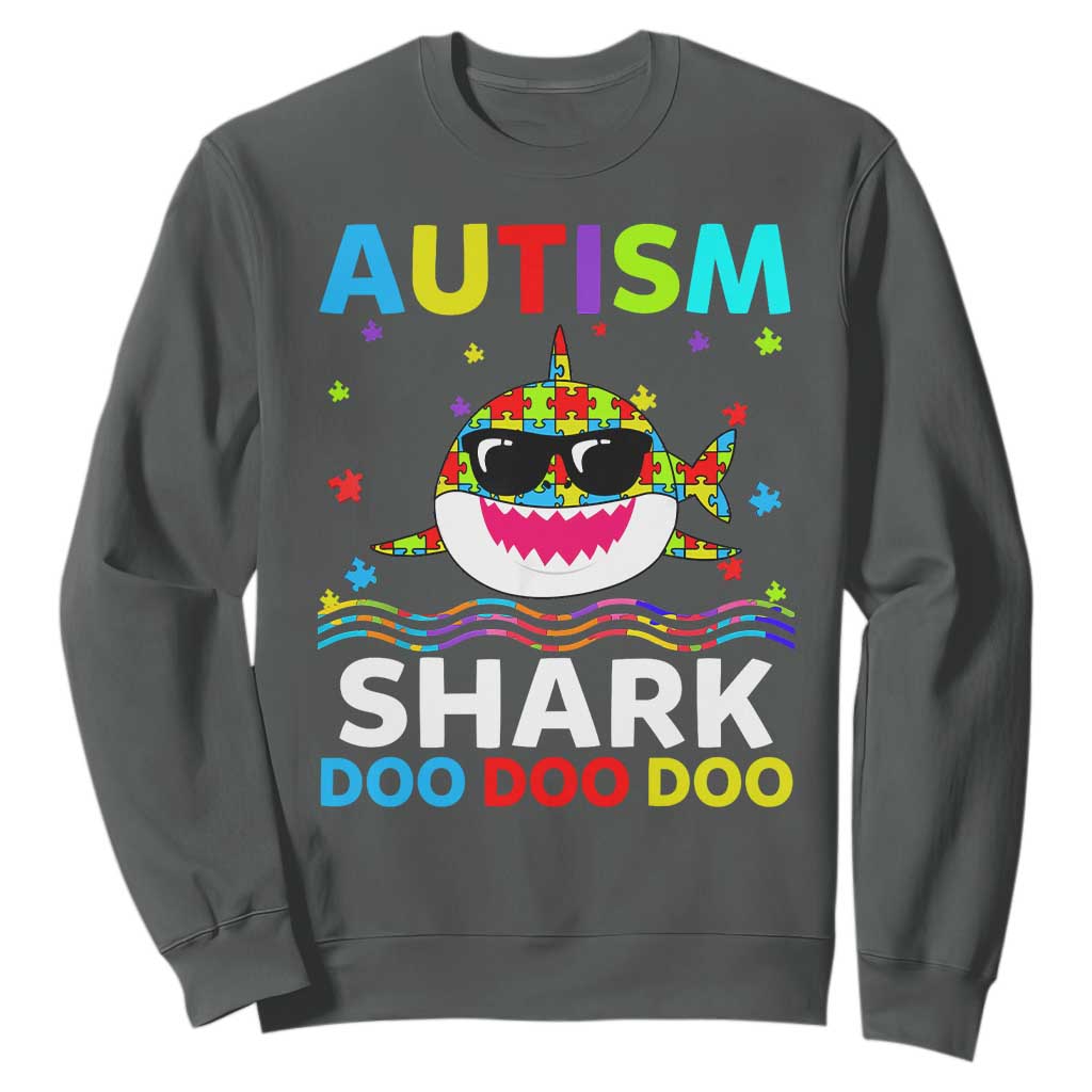 Funny Autism Shark Sweatshirt Puzzle Piece Autistic Mom Dad Sped Teacher