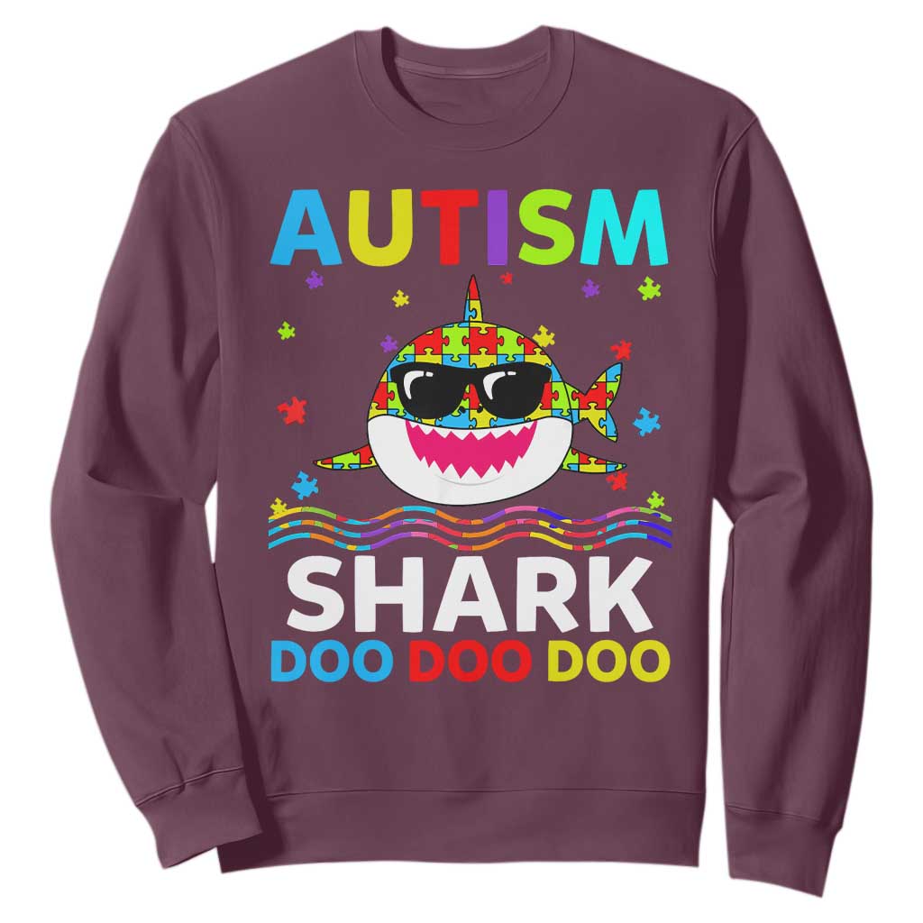 Funny Autism Shark Sweatshirt Puzzle Piece Autistic Mom Dad Sped Teacher