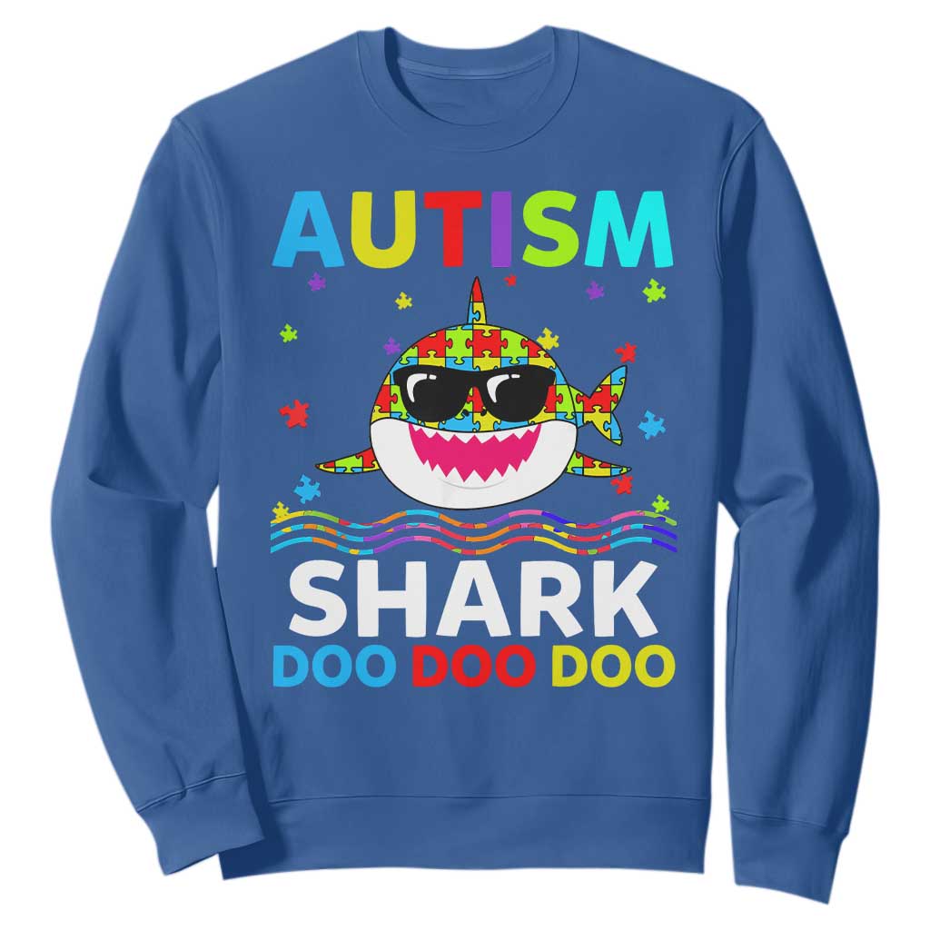 Funny Autism Shark Sweatshirt Puzzle Piece Autistic Mom Dad Sped Teacher