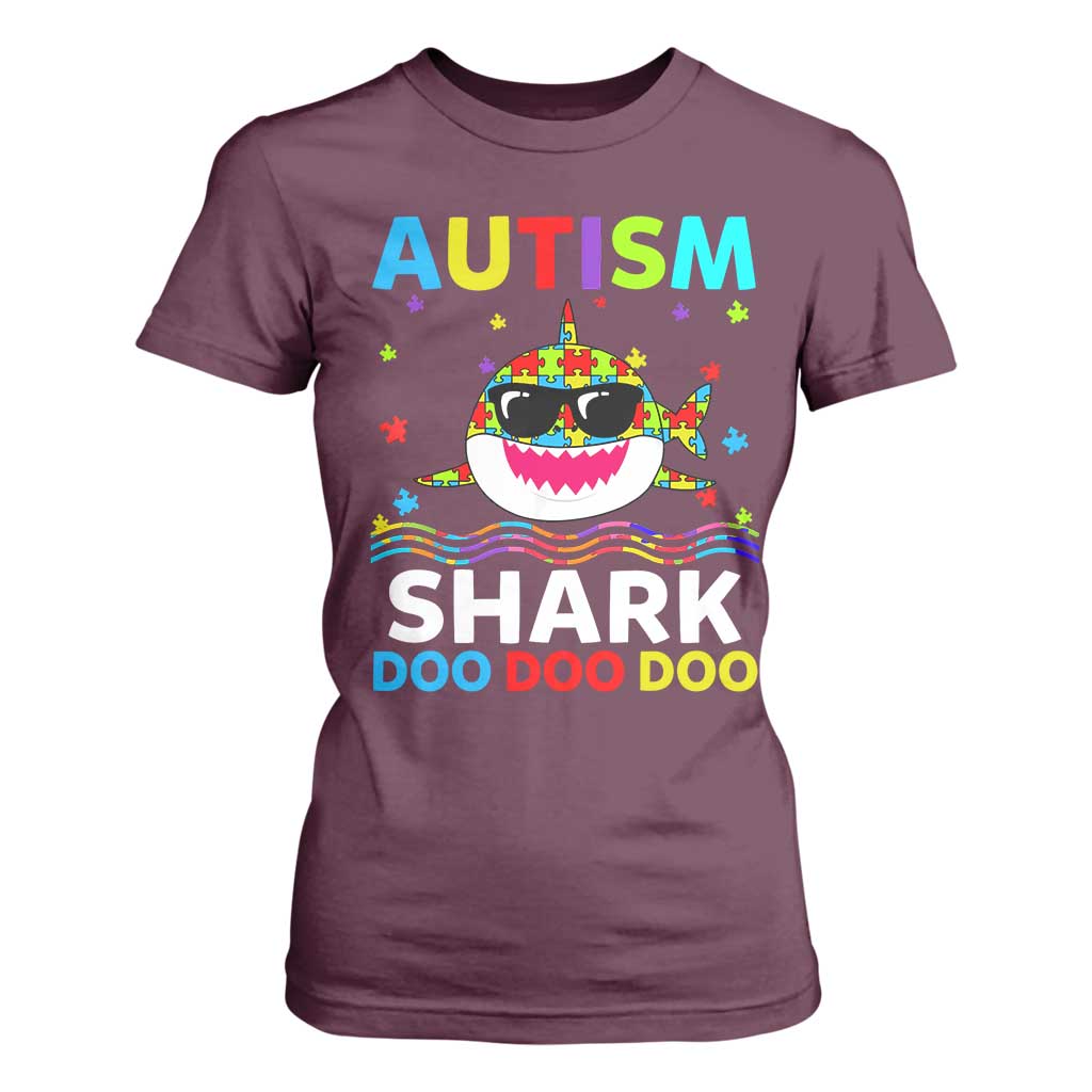Funny Autism Shark T Shirt For Women Puzzle Piece Autistic Mom Dad Sped Teacher