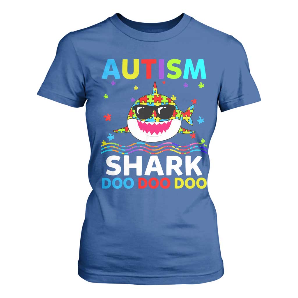 Funny Autism Shark T Shirt For Women Puzzle Piece Autistic Mom Dad Sped Teacher