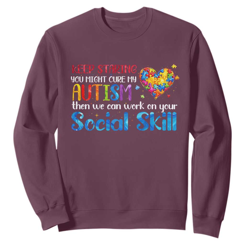 Autism Support Sweatshirt Keep Staring You Might Cure My Autism Heart Puzzle
