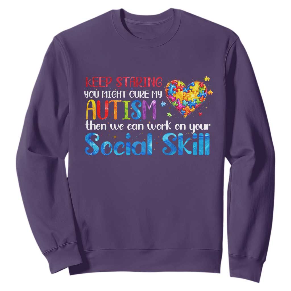 Autism Support Sweatshirt Keep Staring You Might Cure My Autism Heart Puzzle