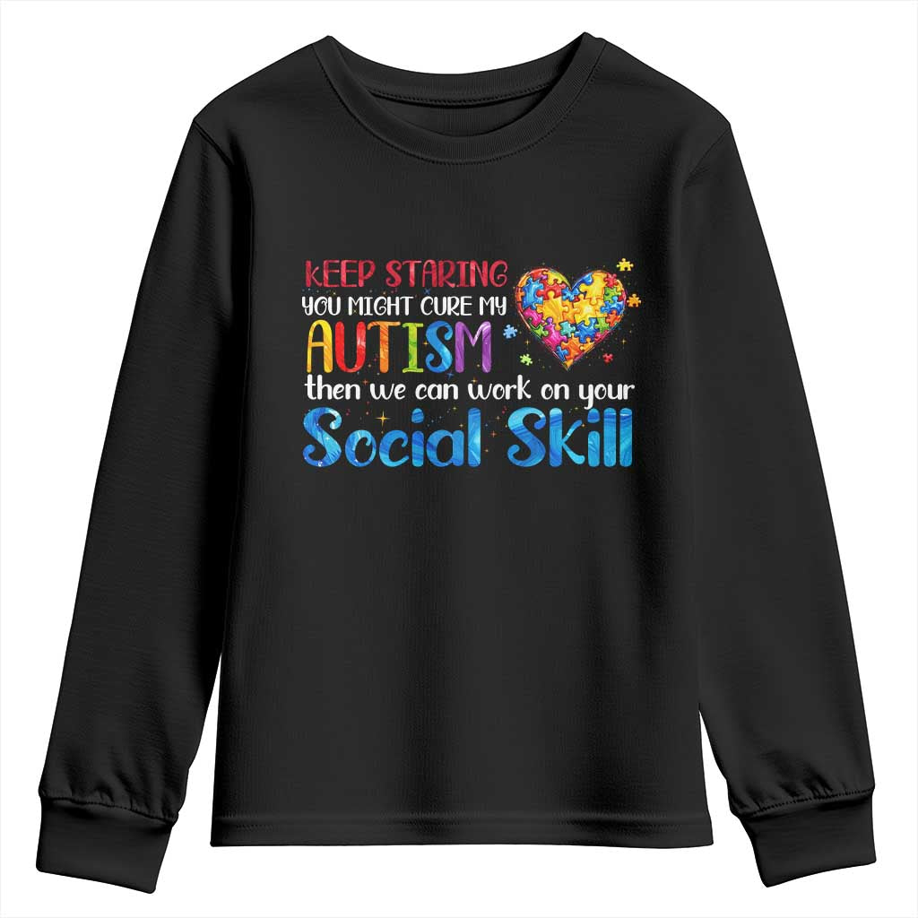 Autism Support Youth Sweatshirt Keep Staring You Might Cure My Autism Heart Puzzle