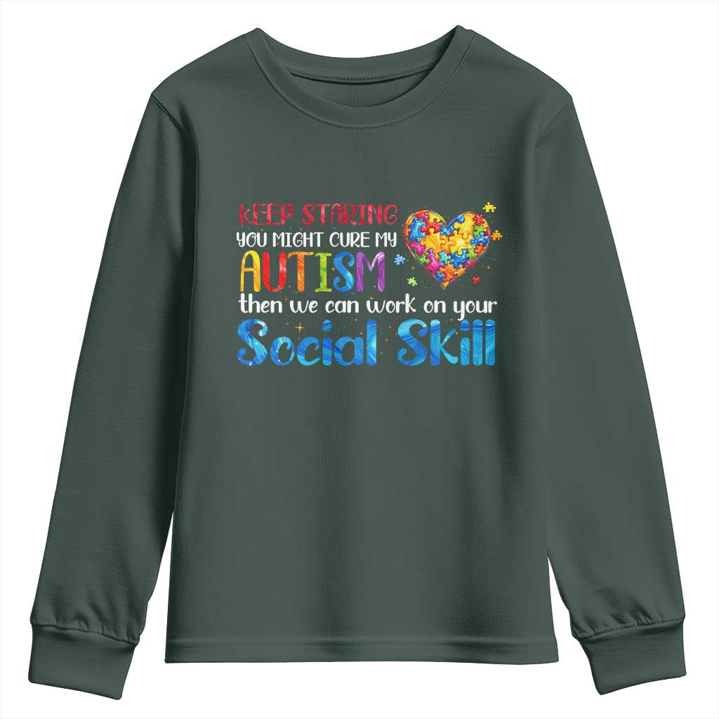 Autism Support Youth Sweatshirt Keep Staring You Might Cure My Autism Heart Puzzle