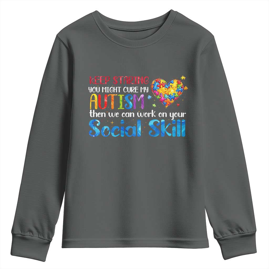 Autism Support Youth Sweatshirt Keep Staring You Might Cure My Autism Heart Puzzle