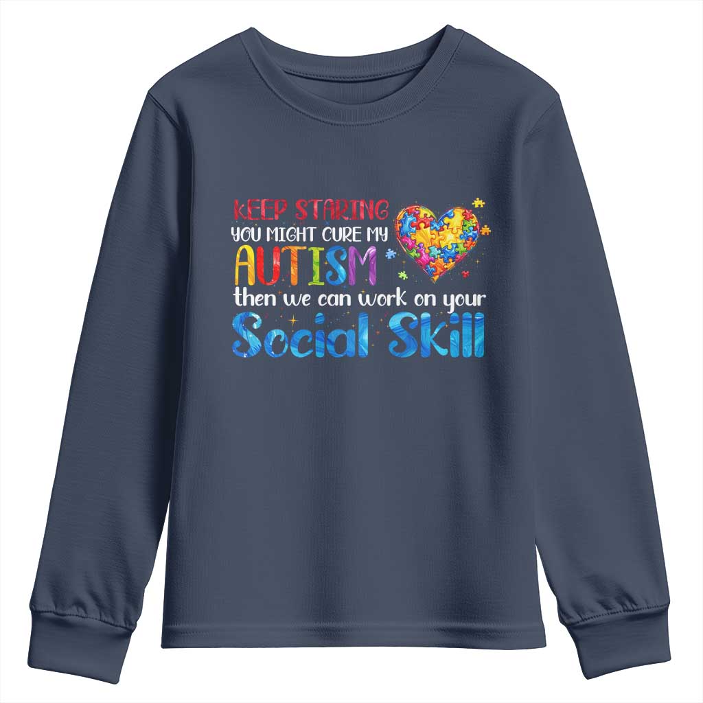 Autism Support Youth Sweatshirt Keep Staring You Might Cure My Autism Heart Puzzle