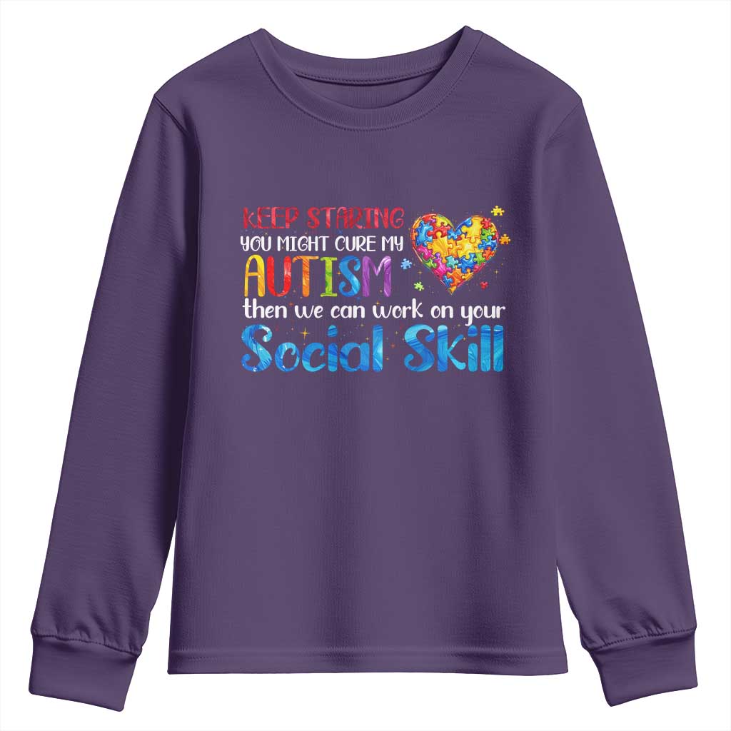 Autism Support Youth Sweatshirt Keep Staring You Might Cure My Autism Heart Puzzle