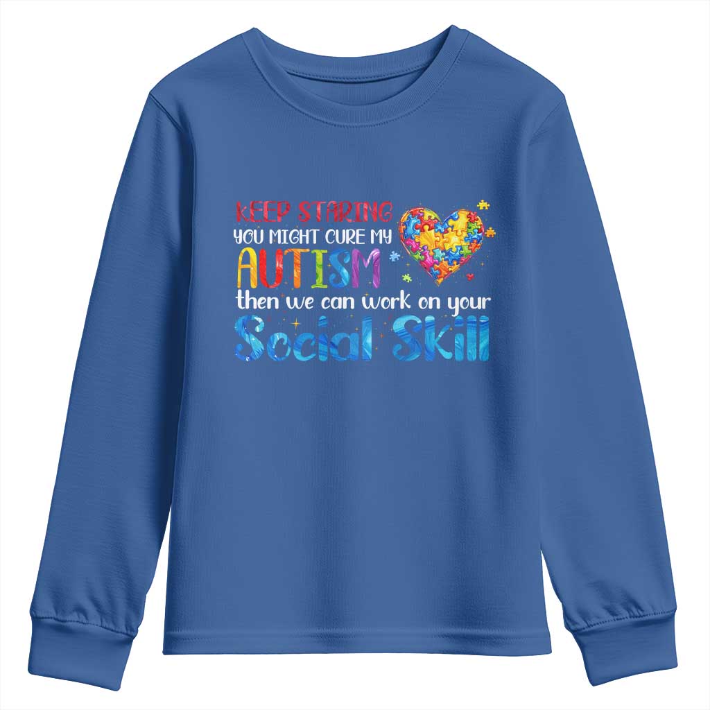 Autism Support Youth Sweatshirt Keep Staring You Might Cure My Autism Heart Puzzle