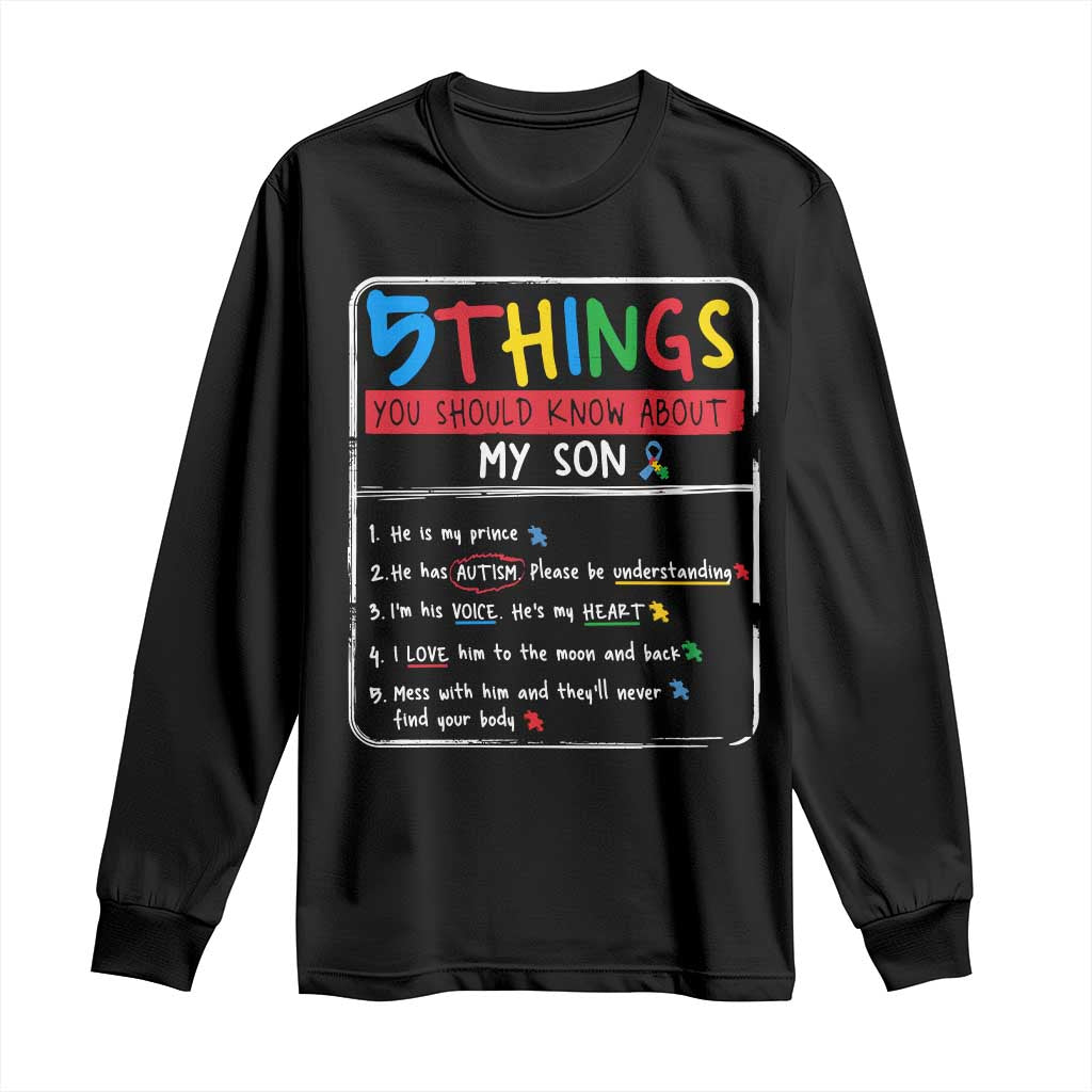 Autistic Son Autism Support Long Sleeve Shirt Autistic Mom Dad Family
