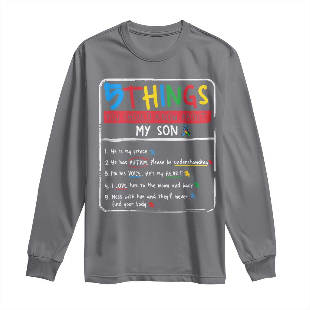 Autistic Son Autism Support Long Sleeve Shirt Autistic Mom Dad Family