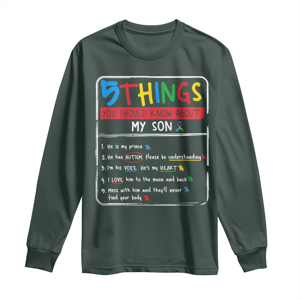 Autistic Son Autism Support Long Sleeve Shirt Autistic Mom Dad Family