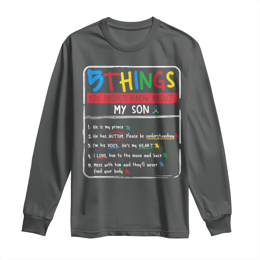 Autistic Son Autism Support Long Sleeve Shirt Autistic Mom Dad Family