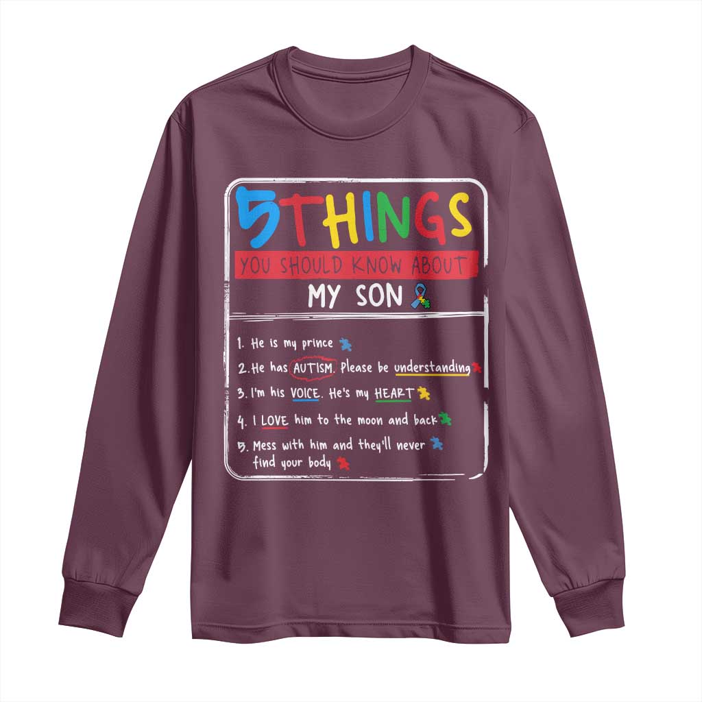 Autistic Son Autism Support Long Sleeve Shirt Autistic Mom Dad Family