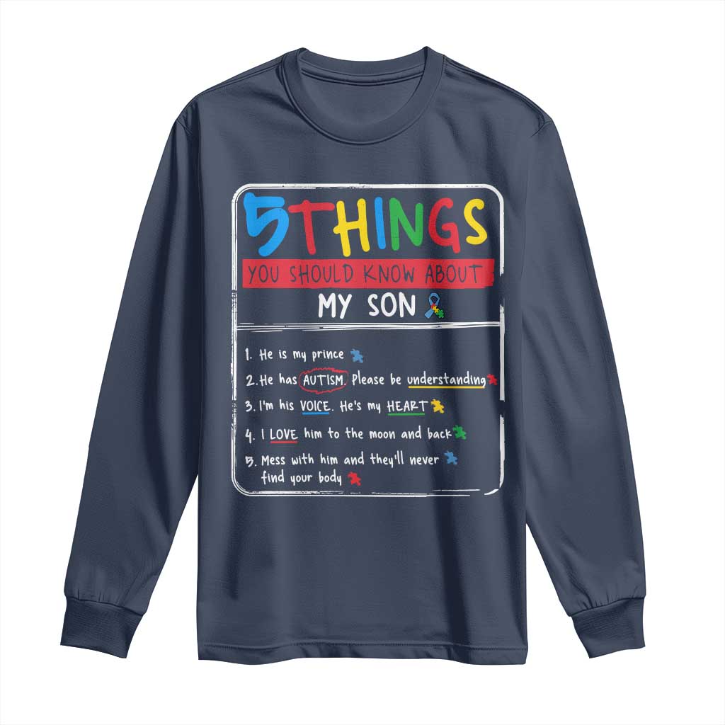 Autistic Son Autism Support Long Sleeve Shirt Autistic Mom Dad Family