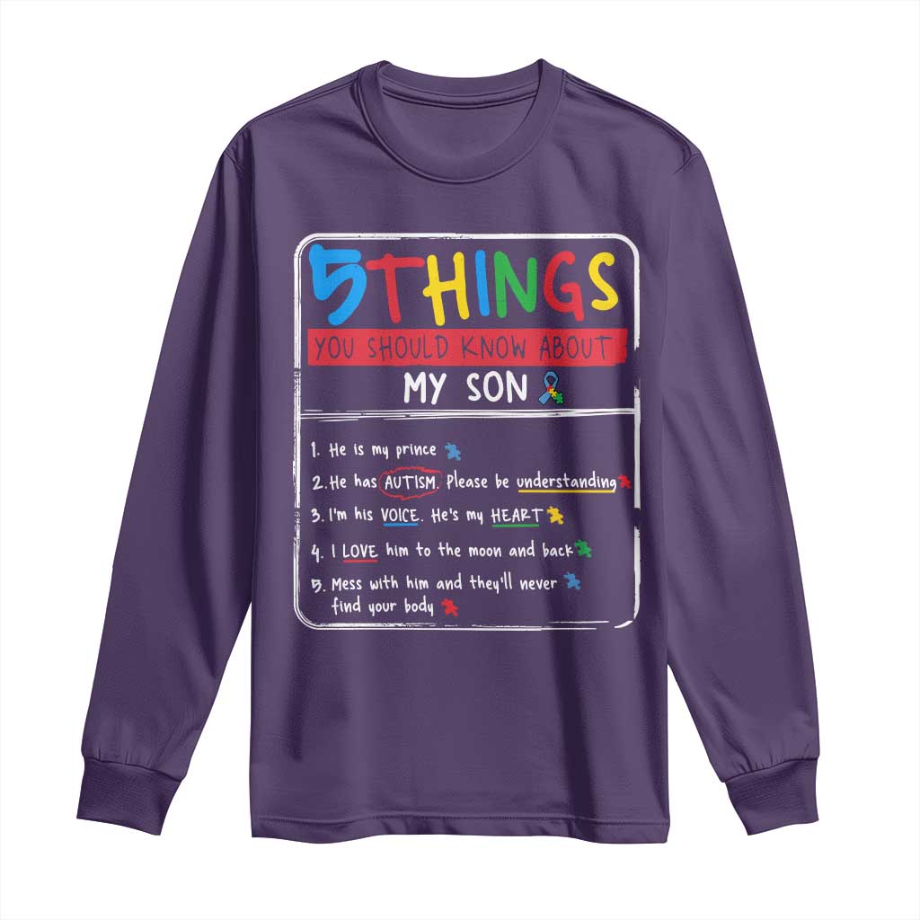 Autistic Son Autism Support Long Sleeve Shirt Autistic Mom Dad Family