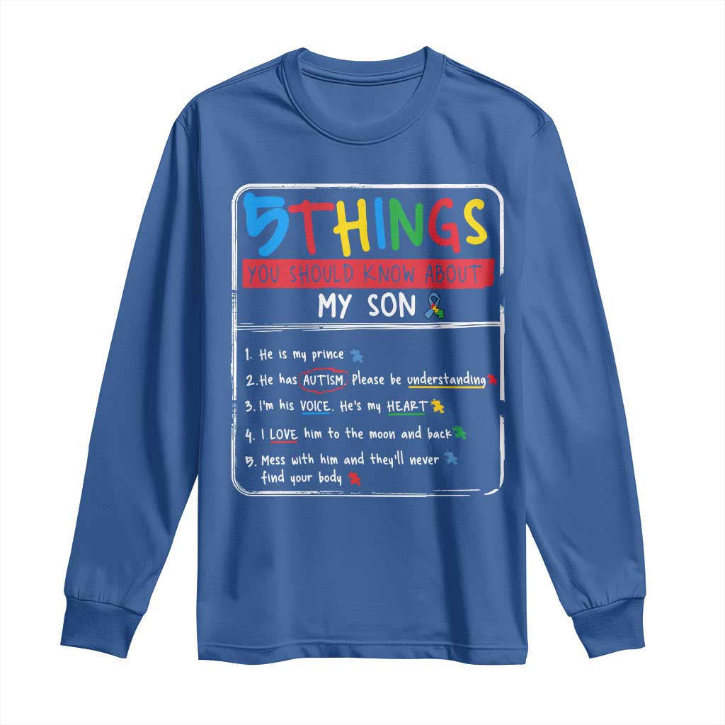Autistic Son Autism Support Long Sleeve Shirt Autistic Mom Dad Family