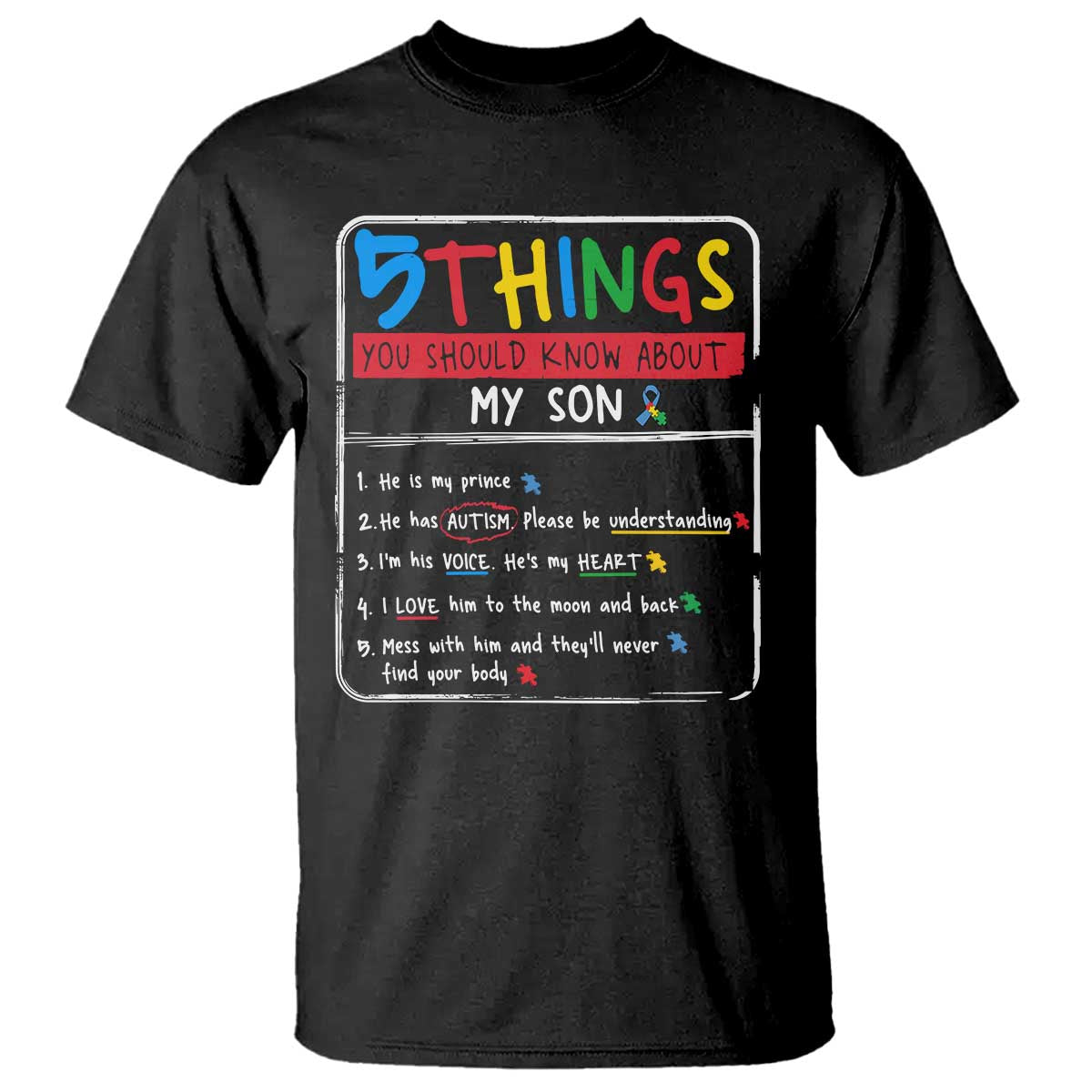 Autistic Son Autism Support T Shirt Autistic Mom Dad Family
