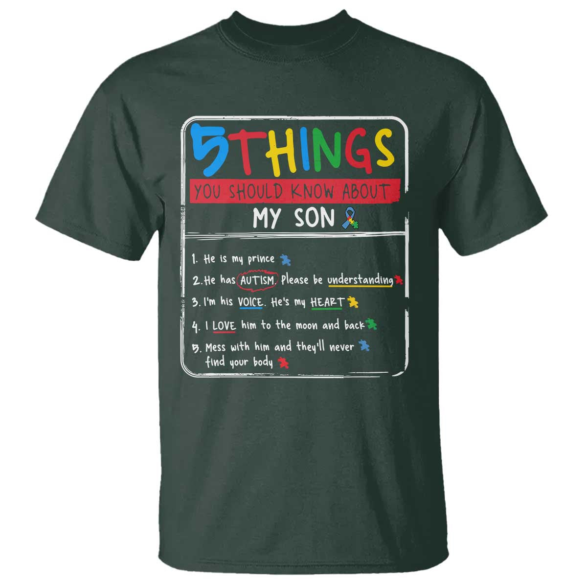 Autistic Son Autism Support T Shirt Autistic Mom Dad Family