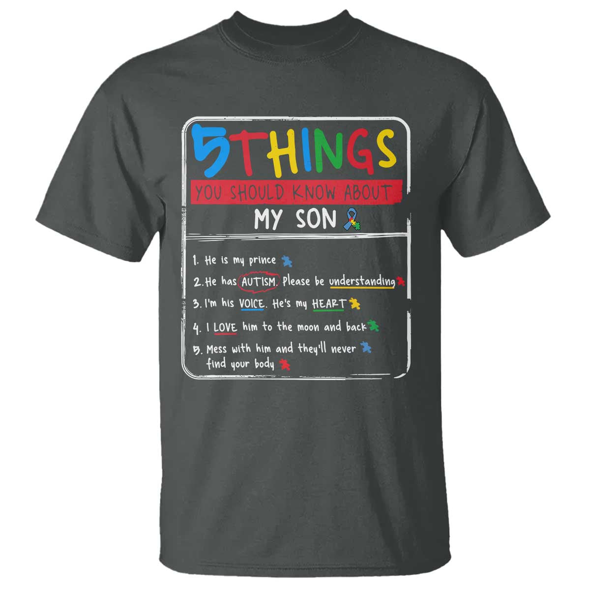 Autistic Son Autism Support T Shirt Autistic Mom Dad Family