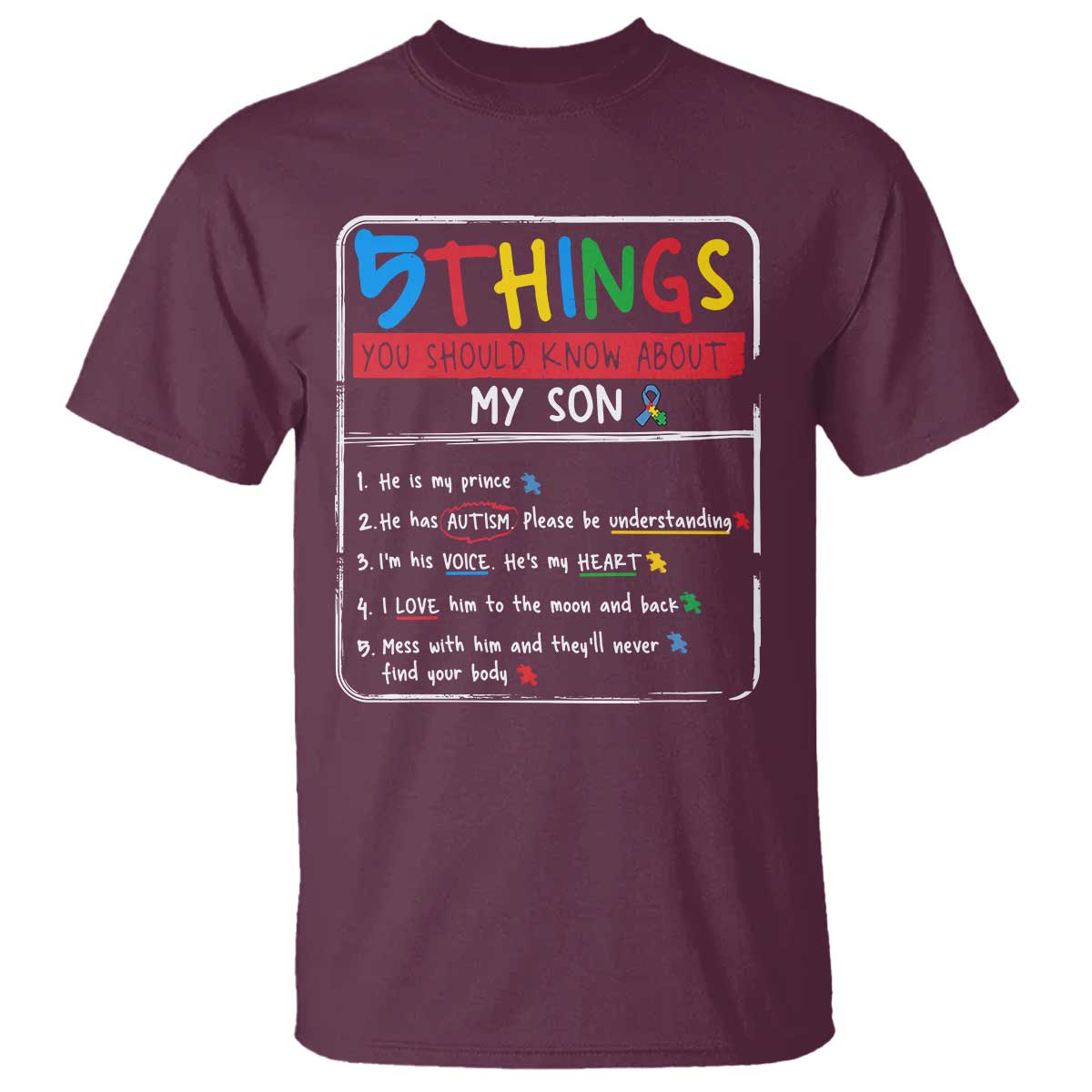 Autistic Son Autism Support T Shirt Autistic Mom Dad Family