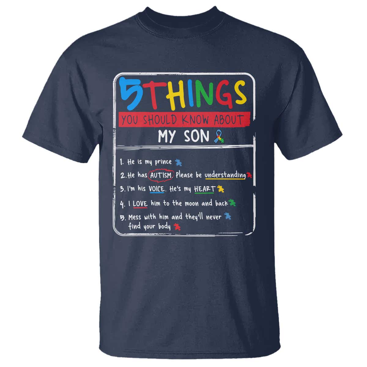 Autistic Son Autism Support T Shirt Autistic Mom Dad Family