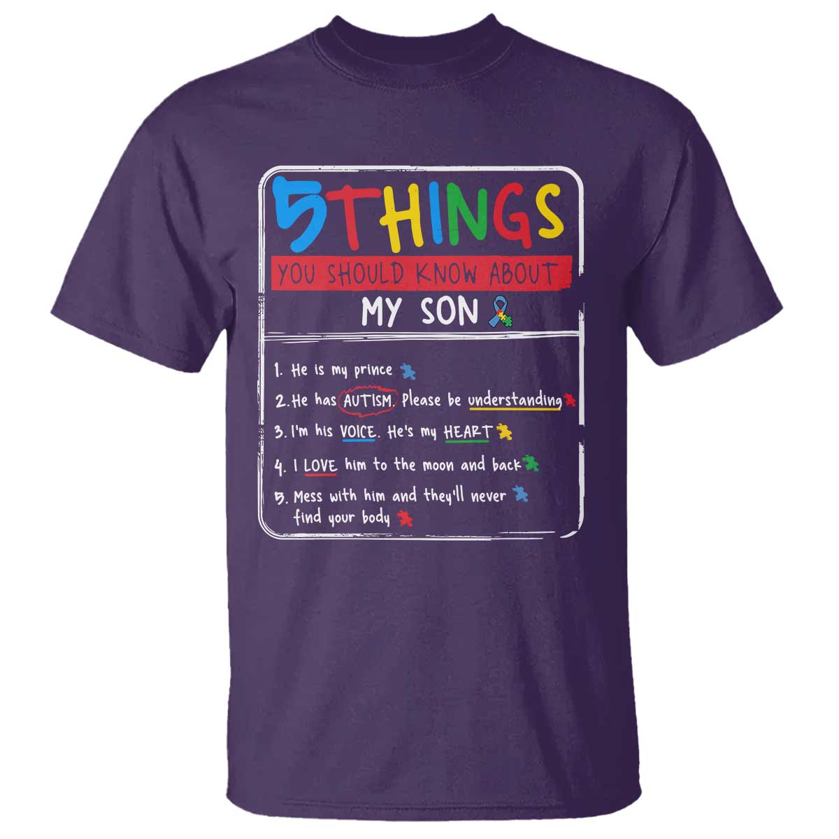 Autistic Son Autism Support T Shirt Autistic Mom Dad Family