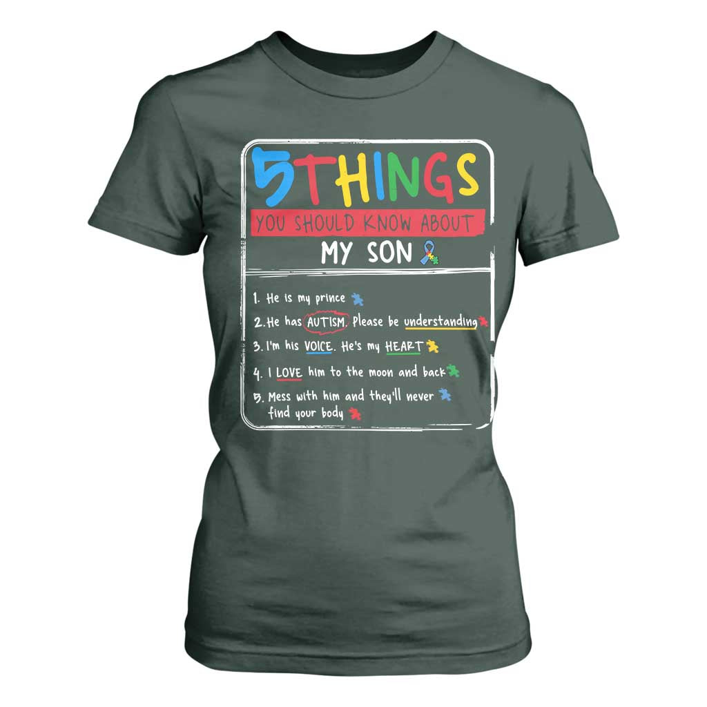 Autistic Son Autism Support T Shirt For Women Autistic Mom Dad Family