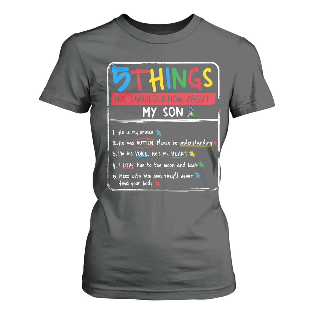 Autistic Son Autism Support T Shirt For Women Autistic Mom Dad Family