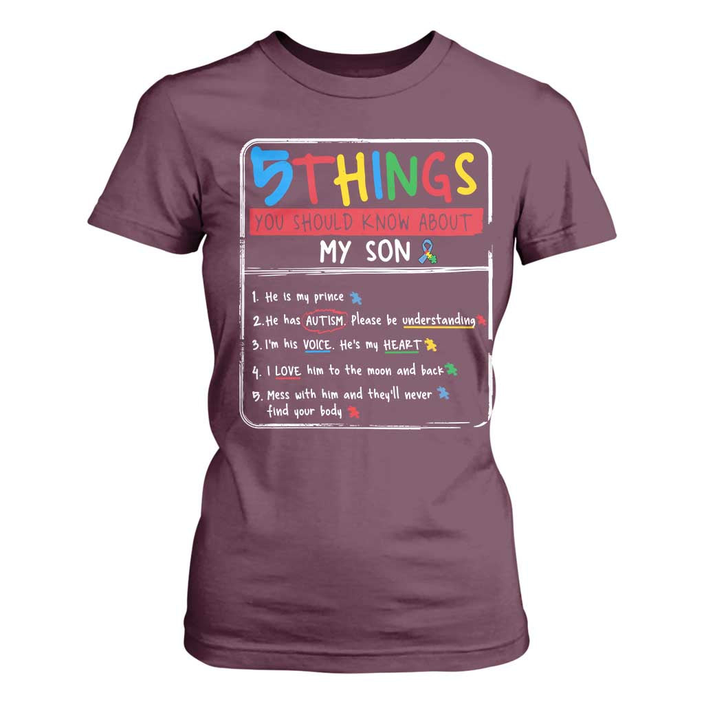 Autistic Son Autism Support T Shirt For Women Autistic Mom Dad Family