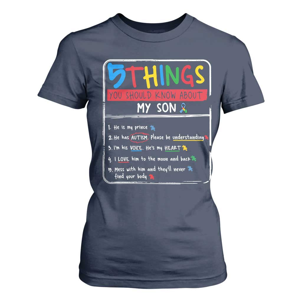 Autistic Son Autism Support T Shirt For Women Autistic Mom Dad Family