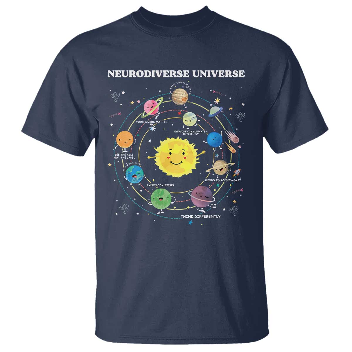 Autism Acceptance T Shirt Neurodiverse Universe Sped Teacher Support