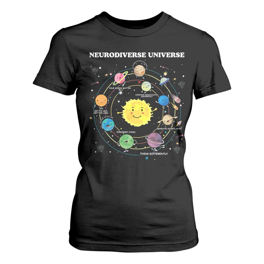 Autism Acceptance T Shirt For Women Neurodiverse Universe Sped Teacher Support