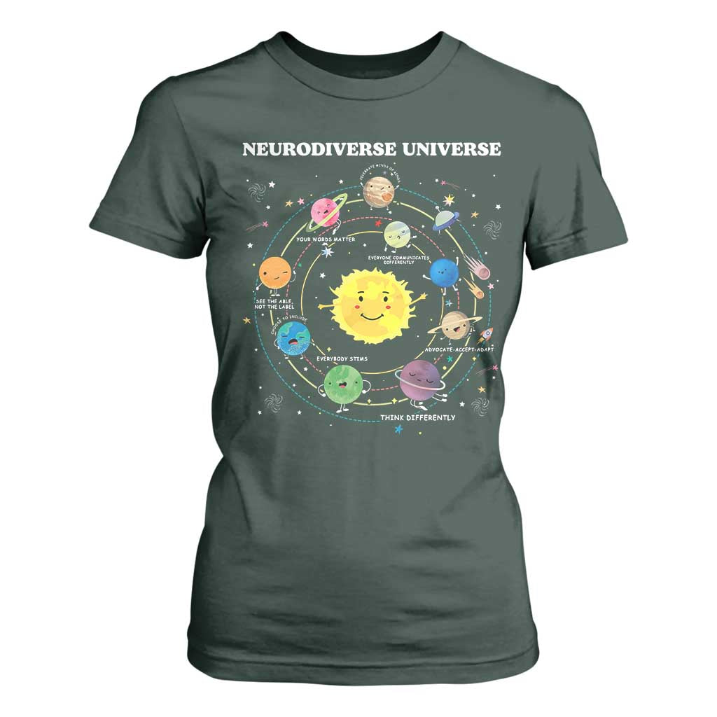 Autism Acceptance T Shirt For Women Neurodiverse Universe Sped Teacher Support