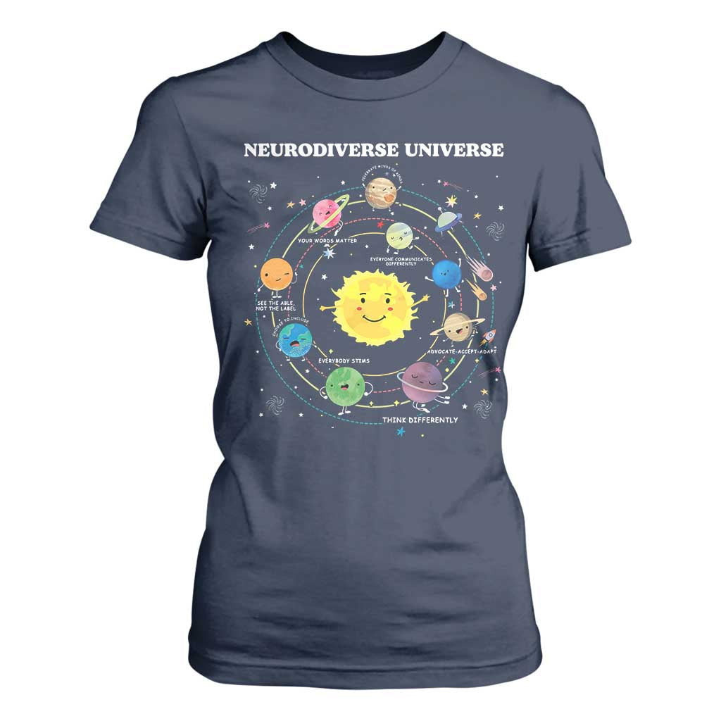 Autism Acceptance T Shirt For Women Neurodiverse Universe Sped Teacher Support