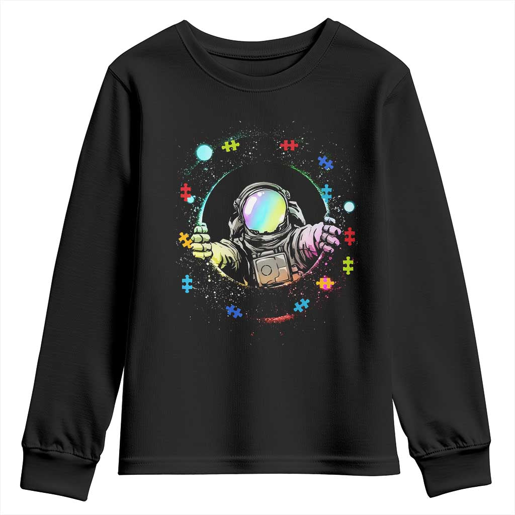 Astronaut Autism Support Youth Sweatshirt Space Autistic Kids Sped Teacher